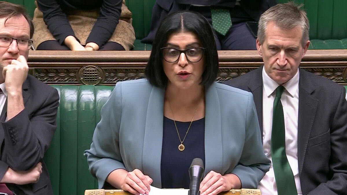 Undated image of UK Home Secretary Shabana Mahmood speaking in the House of Commons in London. (UK Parliament/PA)