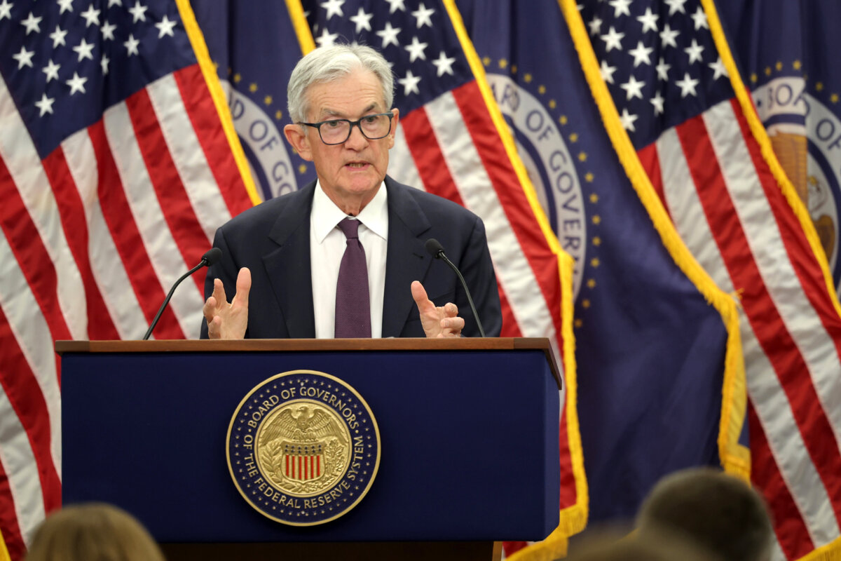 Federal Reserve Chair Jerome Powell speaks during a press conference following the Federal Open Markets Committee meeting at the Federal Reserve in Washington on Jan. 28, 2026. (Kevin Dietsch/Getty Images)