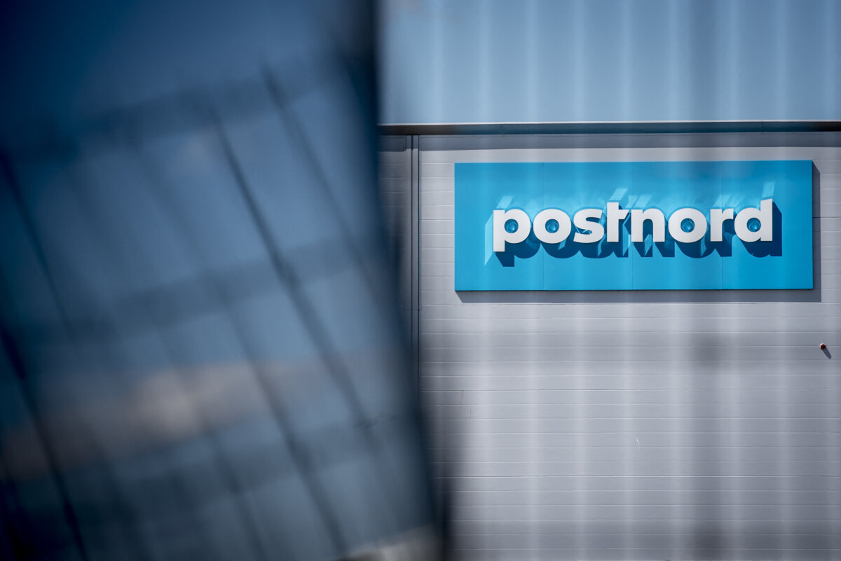 The logo of Danish postal service PostNord is seen at the company’s terminal in Taastrup, Denmark, on May 23, 2019. (Mads Claus Rasmussen/Ritzau Scanpix/AFP via Getty Images)
