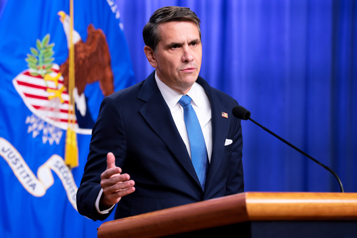 Deputy Attorney General Todd Blanche speaks at a news conference to announce an update on the Epstein files at the Department of Justice in Washington on Jan. 30, 2026. (Anna Moneymaker/Getty Images)