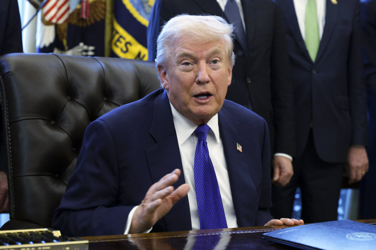 President Donald Trump speaks as he announces the creation of the U.S. strategic critical minerals reserve during an event in the Oval Office of the White House on Feb. 2, 2026. (Alex Wong/Getty Images)