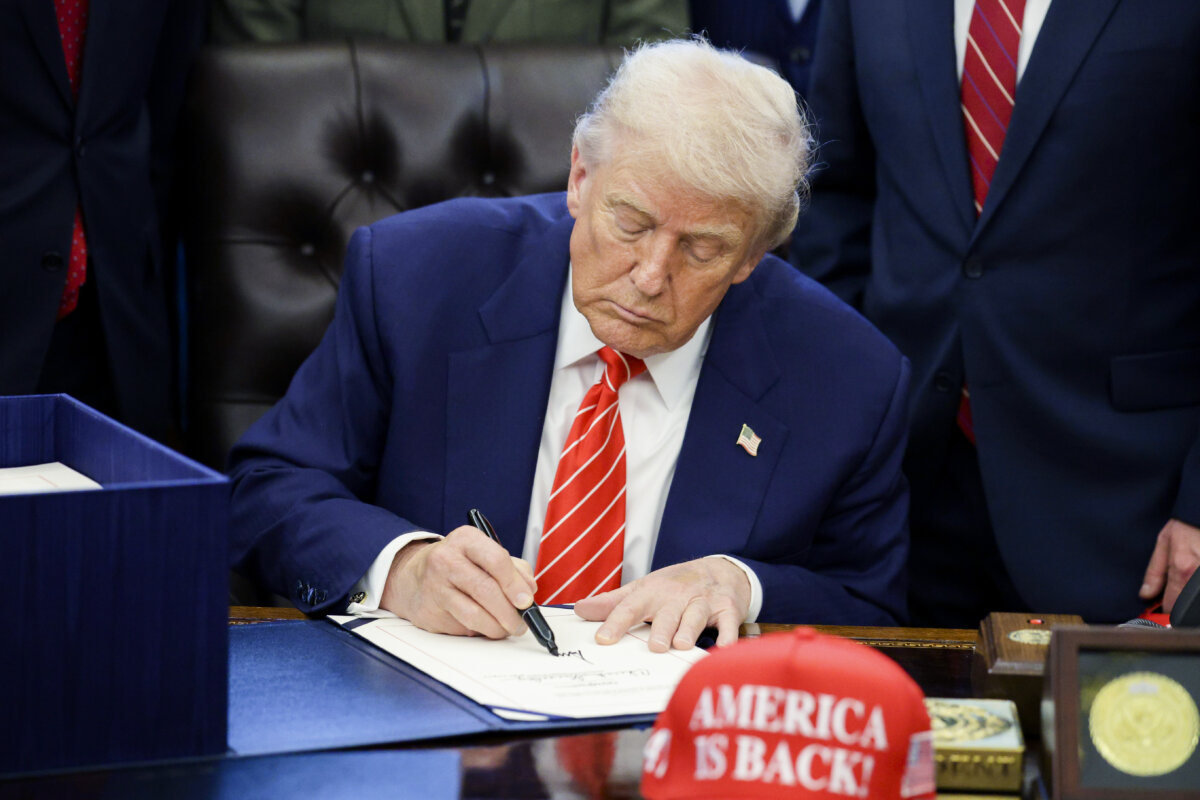 President Donald Trump attends a bill signing in the Oval Office of the White House in Washington, DC, on Feb. 03, 2026. (Alex Wong/Getty Images)