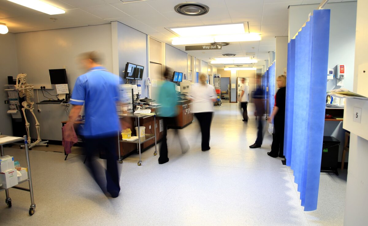 Latest NHS figures showed an average of 1,491 flu patients were in hospital each day last week, down 25% from 1,987 the previous week (Peter Byrne/PA)