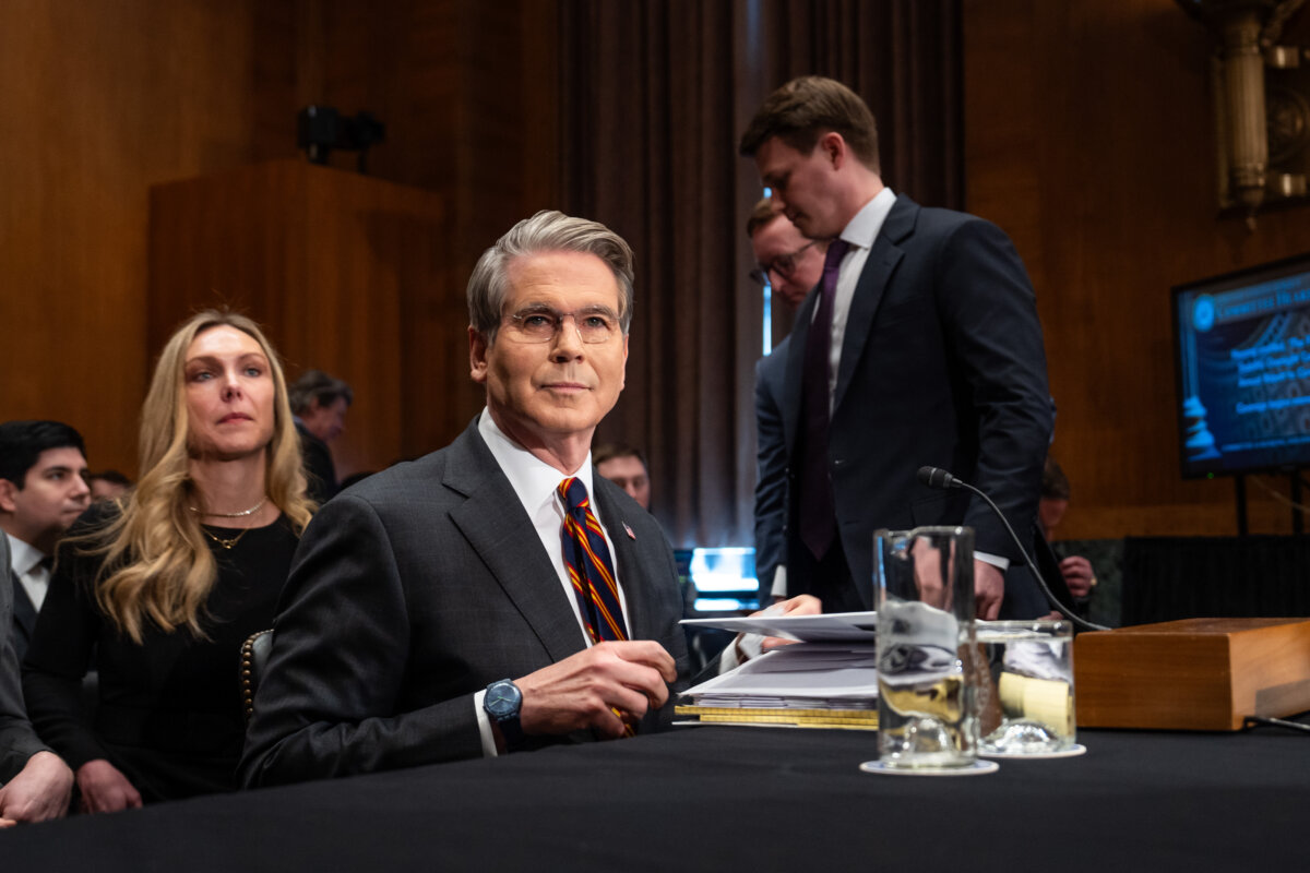 Treasury Secretary Scott Bessent arrives to testify before the Senate Committee on Banking, Housing, and Urban Affairs on Capitol Hill in Washington on Feb. 5, 2026. (Madalina Kilroy/The Epoch Times)