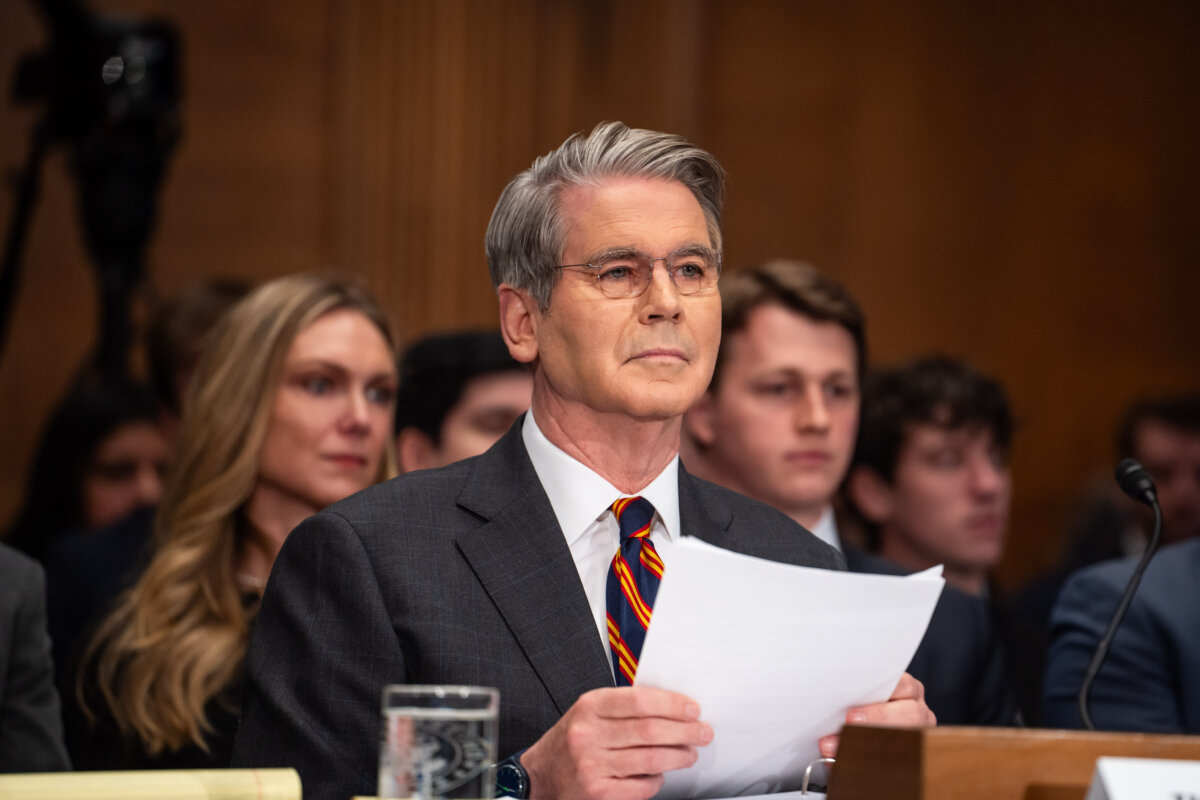 Treasury Secretary Scott Bessent testifies before the Senate Committee on Banking, Housing, and Urban Affairs on Capitol Hill in Washington on Feb. 5, 2026. (Madalina Kilroy/The Epoch Times)