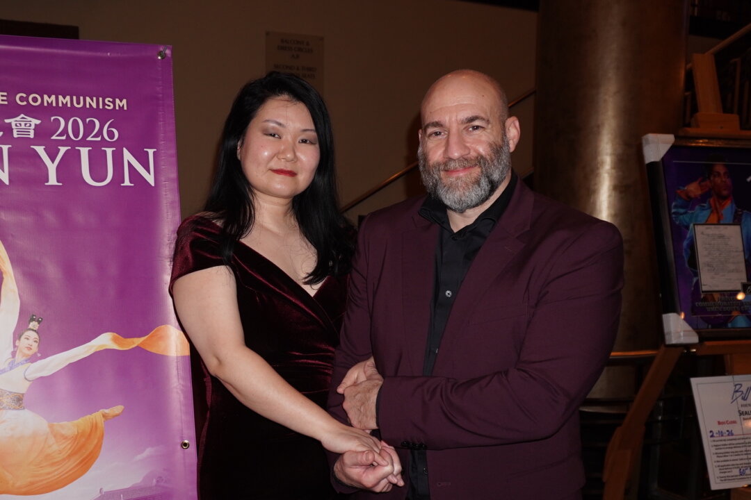 Lena Matveeva and John Poole enjoyed Shen Yun's evening performance at the Duke Energy Center for the Arts on Feb. 7, 2026. (Lily Yu/The Epoch Times)