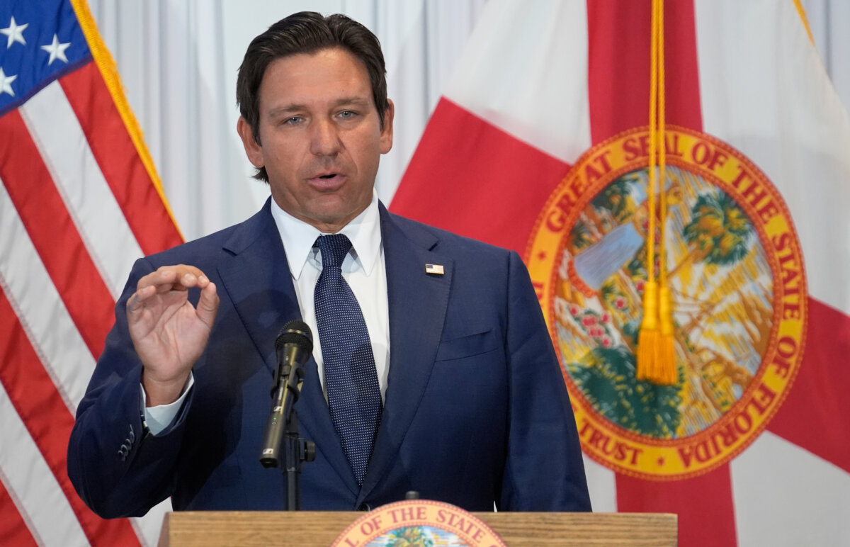 Florida Gov. Ron DeSantis during a news conference in Tampa on Aug. 12, 2025. (AP Photo/Chris O'Meara, File)