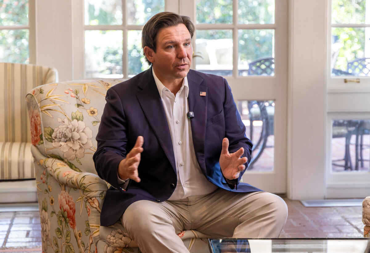 Gov. Ron DeSantis speaks to The Epoch Times about his proposal for an AI Bill of Rights at the governor's mansion in Tallahassee, Fla., on Jan. 16, 2026. (Natasha Holt for The Epoch Times)