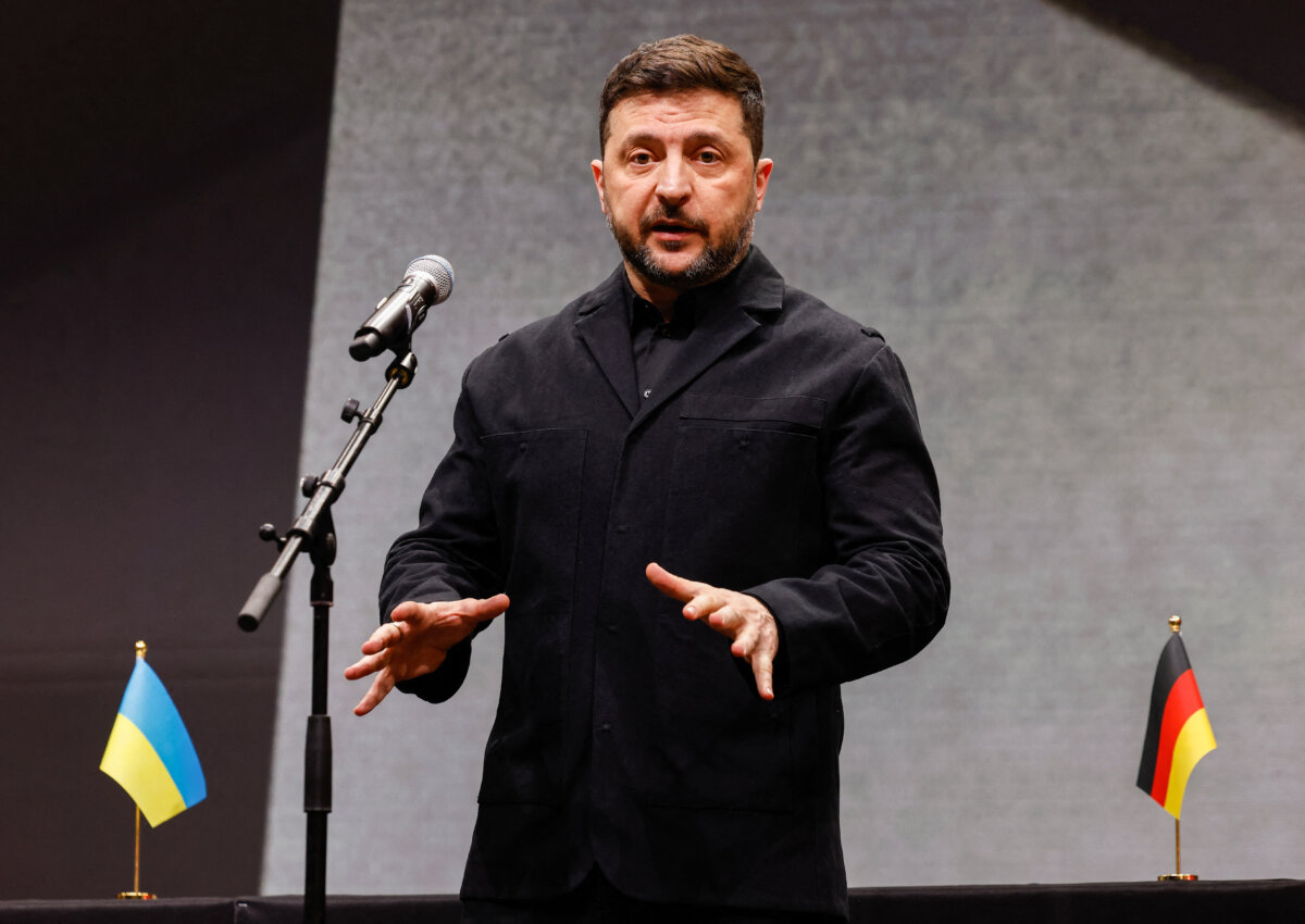 Ukrainian President Volodymyr Zelenskyy in Gilching, Germany, on Feb. 13, 2026. (Alexandra Beier/AFP via Getty Images)