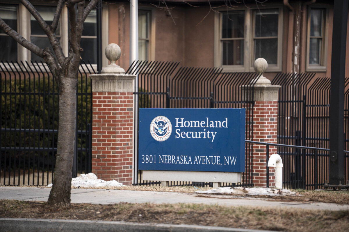 The U.S. Department of Homeland Security in Washington on Feb. 17, 2026. (Madalina Kilroy/The Epoch Times)