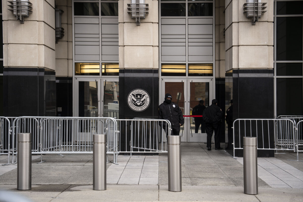 The U.S. Immigration and Customs Enforcement at the Department of Homeland Security in Washington on Feb. 17, 2026.(Madalina Kilroy/The Epoch Times)