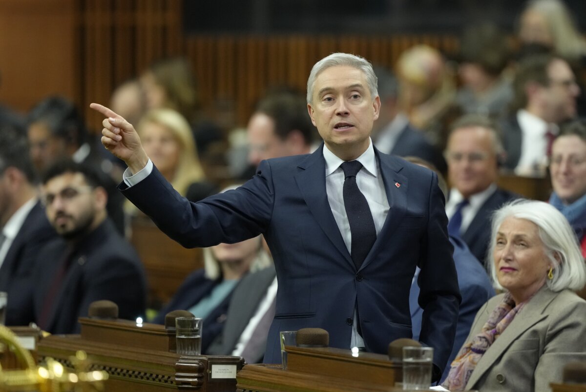Minister of Finance and National Revenue François-Philippe Champagne rises during question period on Parliament Hill in Ottawa, Jan.27, 2026. (The Canadian Press/Adrian Wyld)