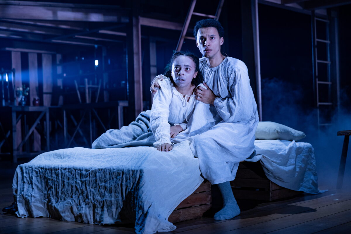 Judith (Saffron Dey) and her brother Hamnet (Ajani Cabey) in "Hamnet." (Kyle Flubacker)