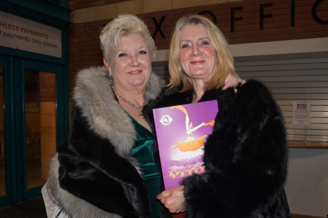 Sisters Deborah Chant Ling and Sally Hills at the Wycombe Swan Theatre on Feb. 21, 2026. (Mary Man/The Epoch Times)