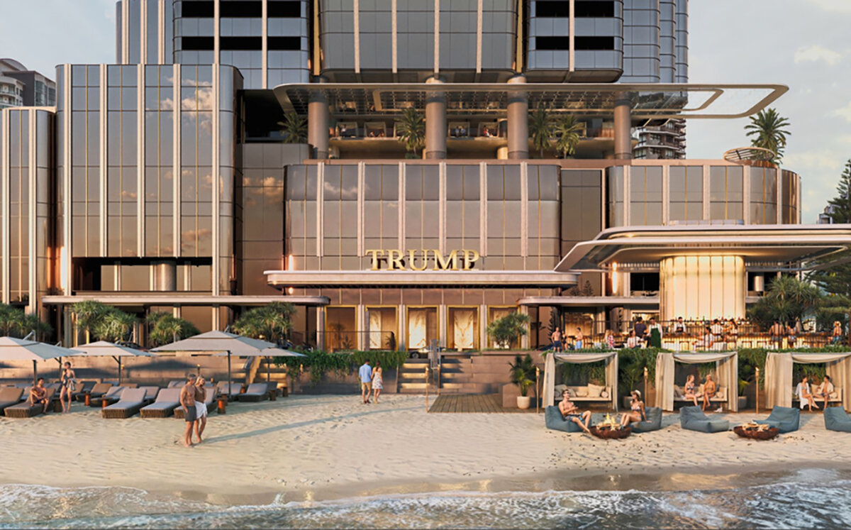 A supplied image obtained on Feb. 23, 2026, of an artists' impression of the base of the proposed Trump Tower on the Gold Coast. (PR Image/Courtesy of Altus Property Group)