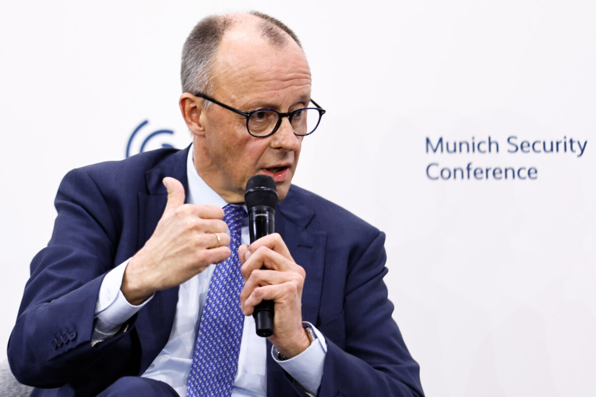 German Chancellor Friedrich Merz at the 62nd Munich Security Conference in Munich, Germany, on Feb. 13, 2026. (Johannes Simon/Getty Images)