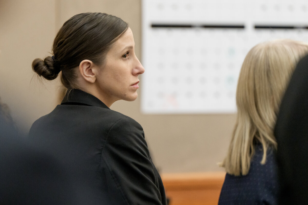 Kouri Richins, a Utah mother accused of fatally poisoning her husband, looks on during her murder trial at the Summit County Courthouse in Park City, Utah, on Feb. 23, 2026. (Spenser Heaps/AP Photo)
