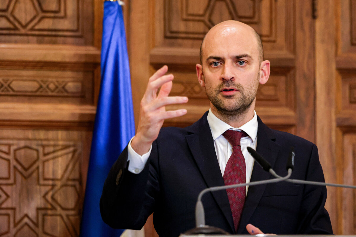 France's Minister for Europe and Foreign Affairs Jean-Noel Barrot gives a press briefing at the residence of the French ambassador in Beirut, Lebanon, on Feb. 6, 2026. (Anwar Amro/AFP via Getty Images)