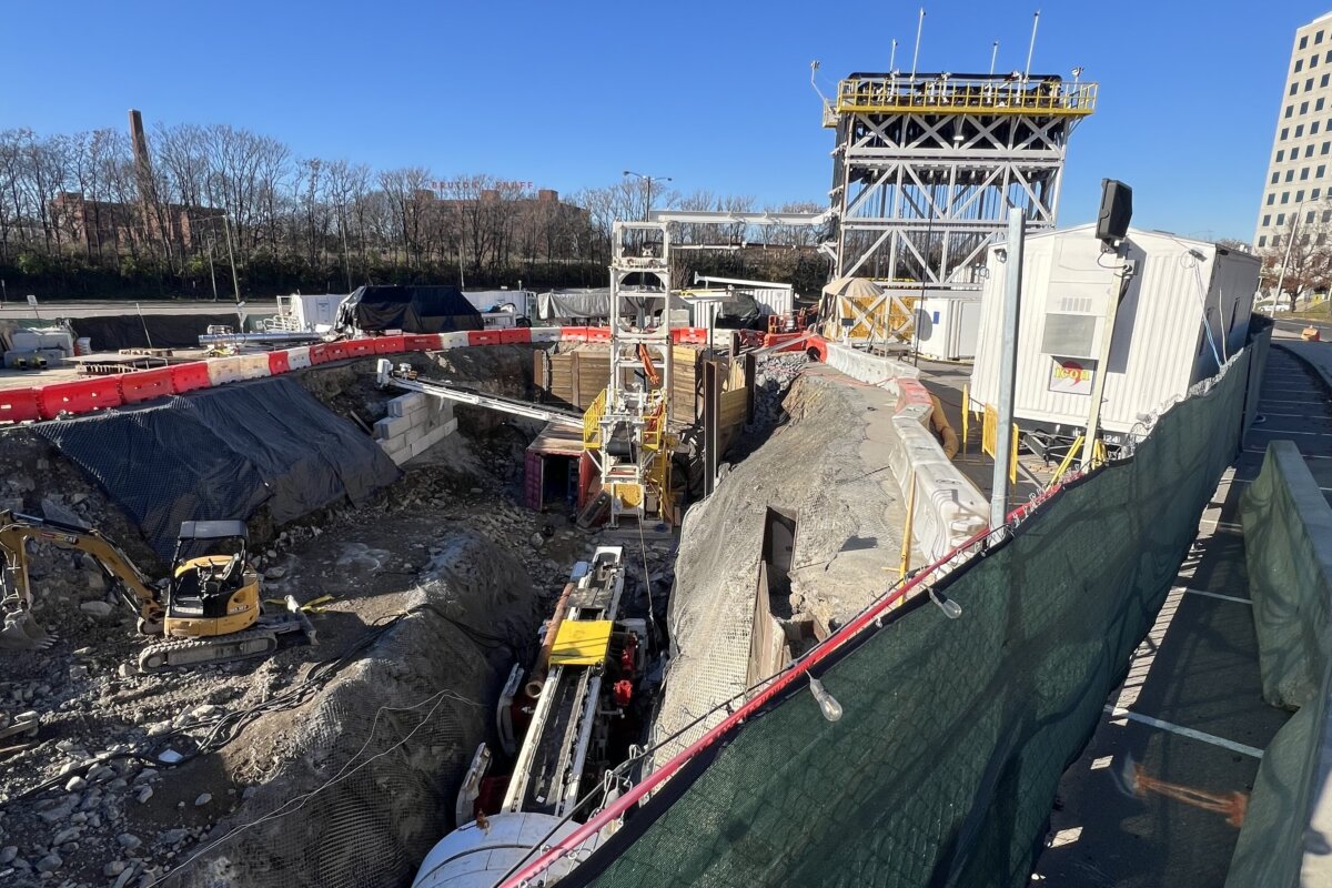 Construction is underway for the Music City Loop near the Tennessee State Capitol building in Nashville, Tenn., on Nov. 26, 2025. (Jacki Thrapp/The Epoch Times)