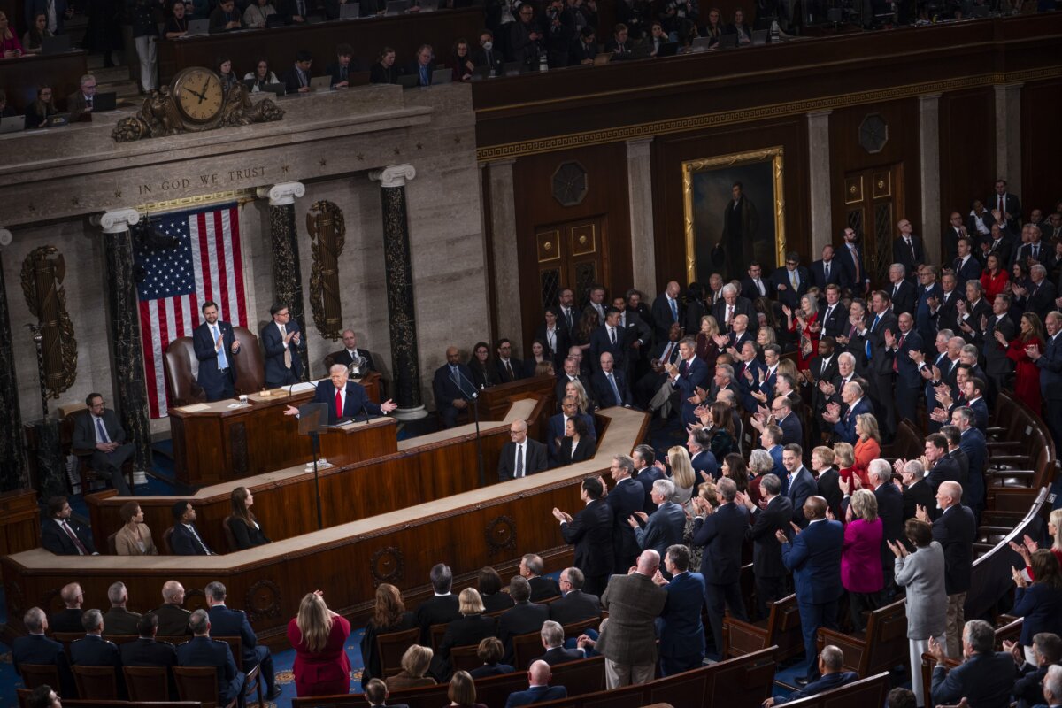 President Donald Trump delivers his first State of the Union address during his second presidential term in the House Chamber on Capitol Hill in Washington on Feb. 24, 2026.(Madalina Kilroy/The Epoch Times)