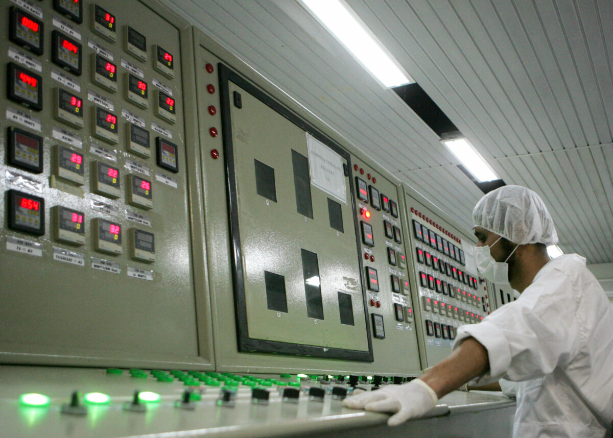 An Iranian technician works at the control room of the Isfahan Uranium Conversion Facilities, 420 kms south of Tehran, on Feb. 3, 2007. (Behrouz Mehri /AFP via Getty Images)