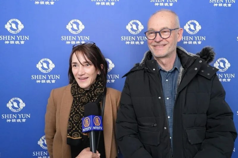 Marie-Laure and Pascal Clermontel, a former police officer and deputy prosecutor, came with their family to Nantes to see Shen Yun on Feb. 24, 2026. (NTD)