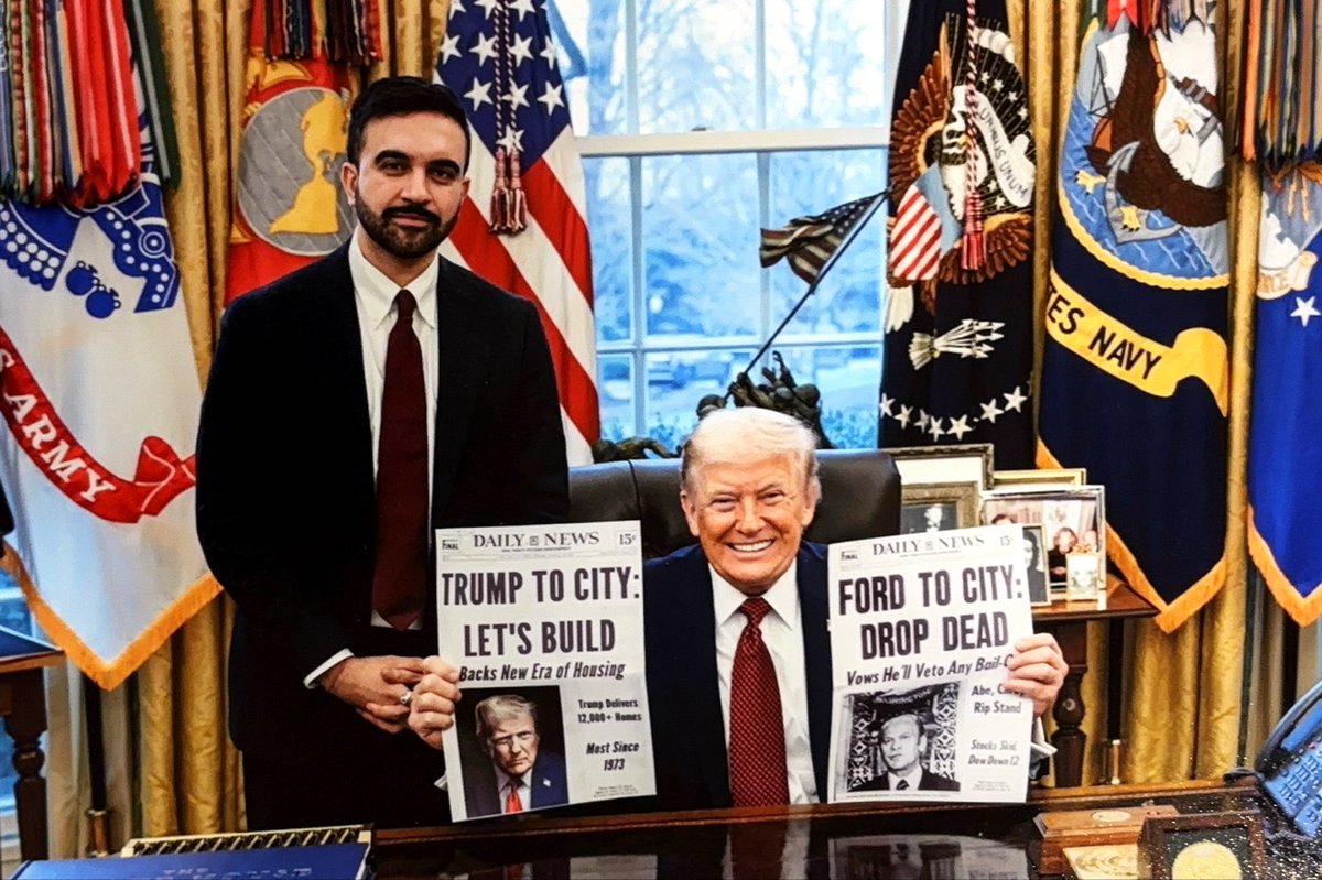 New York City Mayor Zohran Mamdani and President Donald Trump at the White House on Feb. 26, 2026. (Zohran Kwame Mamdani via X via Reuters)