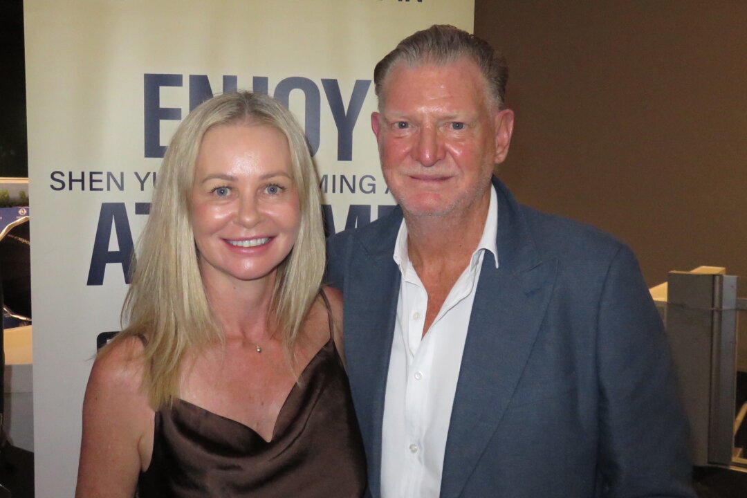 Sarah Godlee and Paul Douglas enjoyed Shen Yun's evening performance at the HOTA Home of the Arts on Feb. 27, 2026. (Jing Li/The Epoch Times)