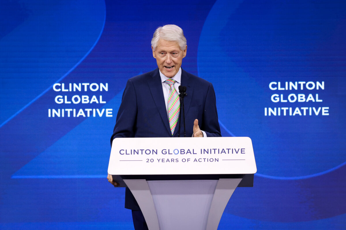 Bill Clinton speaks onstage during the Clinton Global Initiative 2025 Annual Meeting at New York Hilton Midtown in New York City, on Sept. 25, 2025. (JP Yim/Getty Images for New York Hilton Midtown)