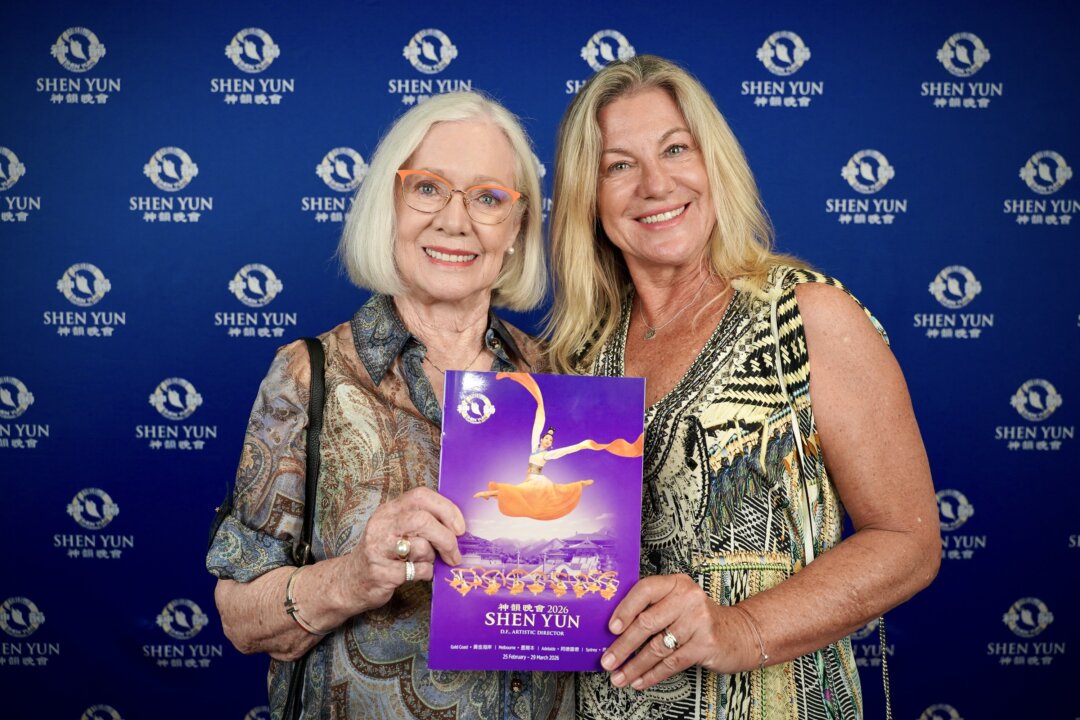 Janice Cameron (L) and Karin Driessen enjoyed Shen Yun's evening performance at the HOTA Home of the Arts, in Australia, on Feb. 27, 2026. (NTD)