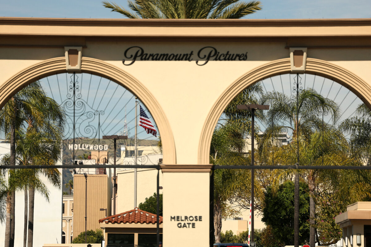 The main gate of Paramount Pictures Studios in Los Angeles on Feb. 27, 2026. (Mario Anzuoni/Reuters)
