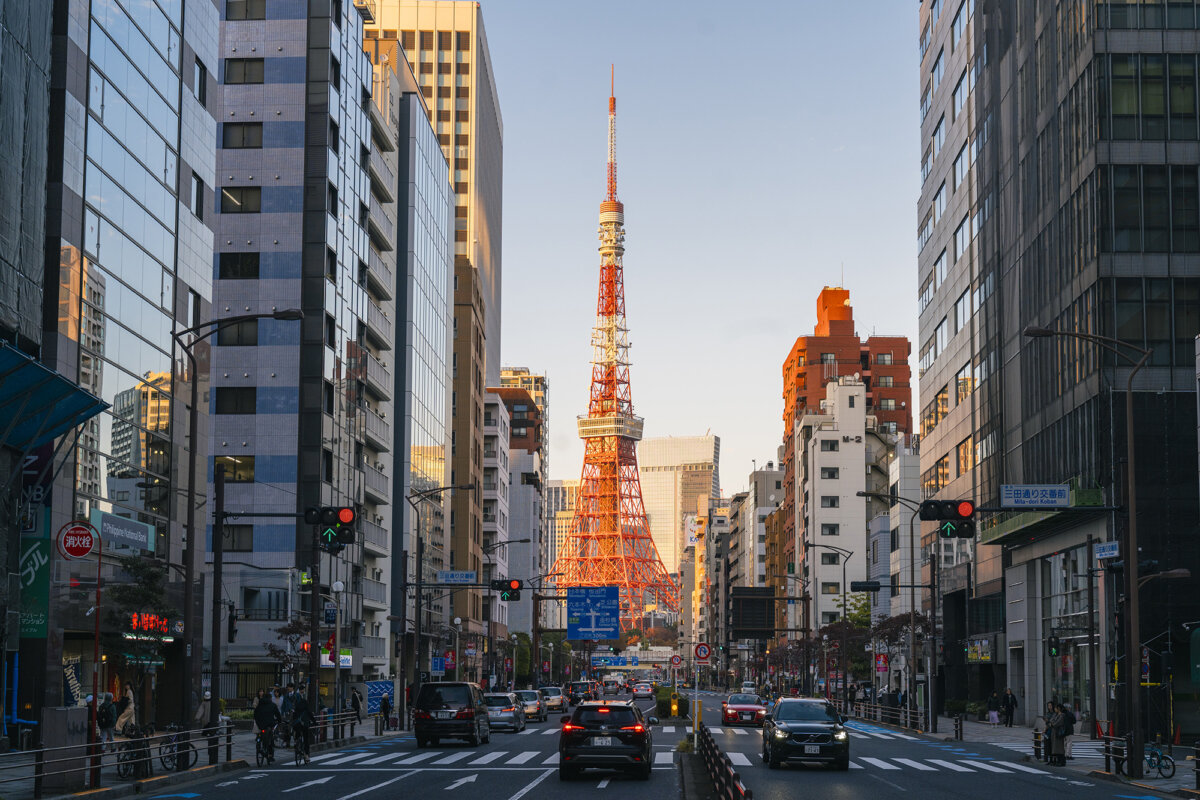 Tokyo Tower, a communications and observation tower completed in 1958, was inspired by the Eiffel Tower. (© Marco Bottigelli/Getty Images)