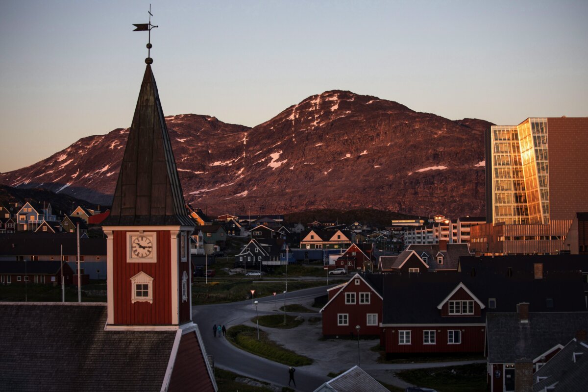 The sun sets over Nuuk, Greenland, on July 31, 2017. (David Goldman/AP Photo)