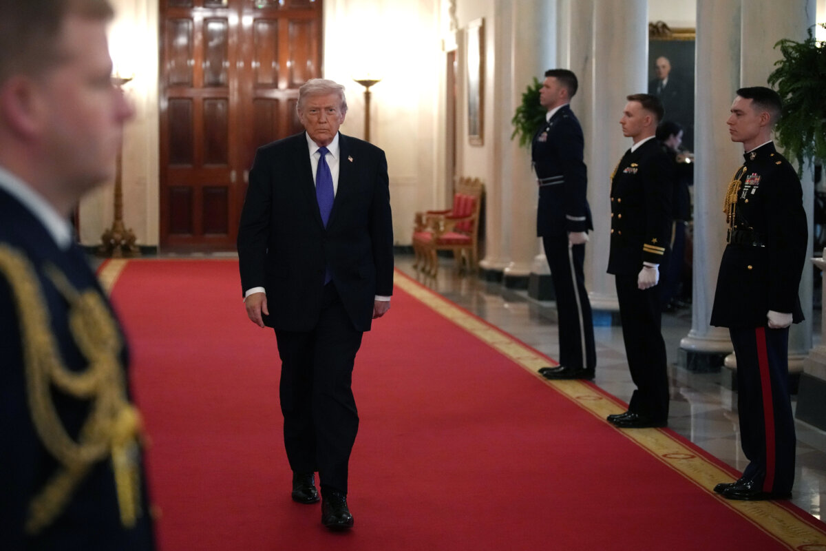 President Donald Trump arrives for a Medal of Honor Ceremony in the East Room of the White House on March 2, 2026. (Andrew Harnik/Getty Images)