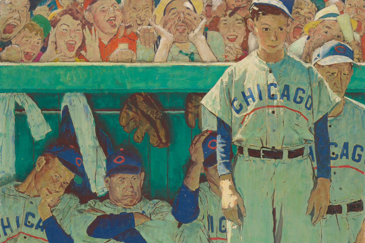 A detail of "The Dugout," 1948, by Norman Rockwell. Gift of The Honorable Bruce V. Rauner and Diana M. Rauner, Art Institute of Chicago. (Copyright SEPS licensed by Curtis Licensing)