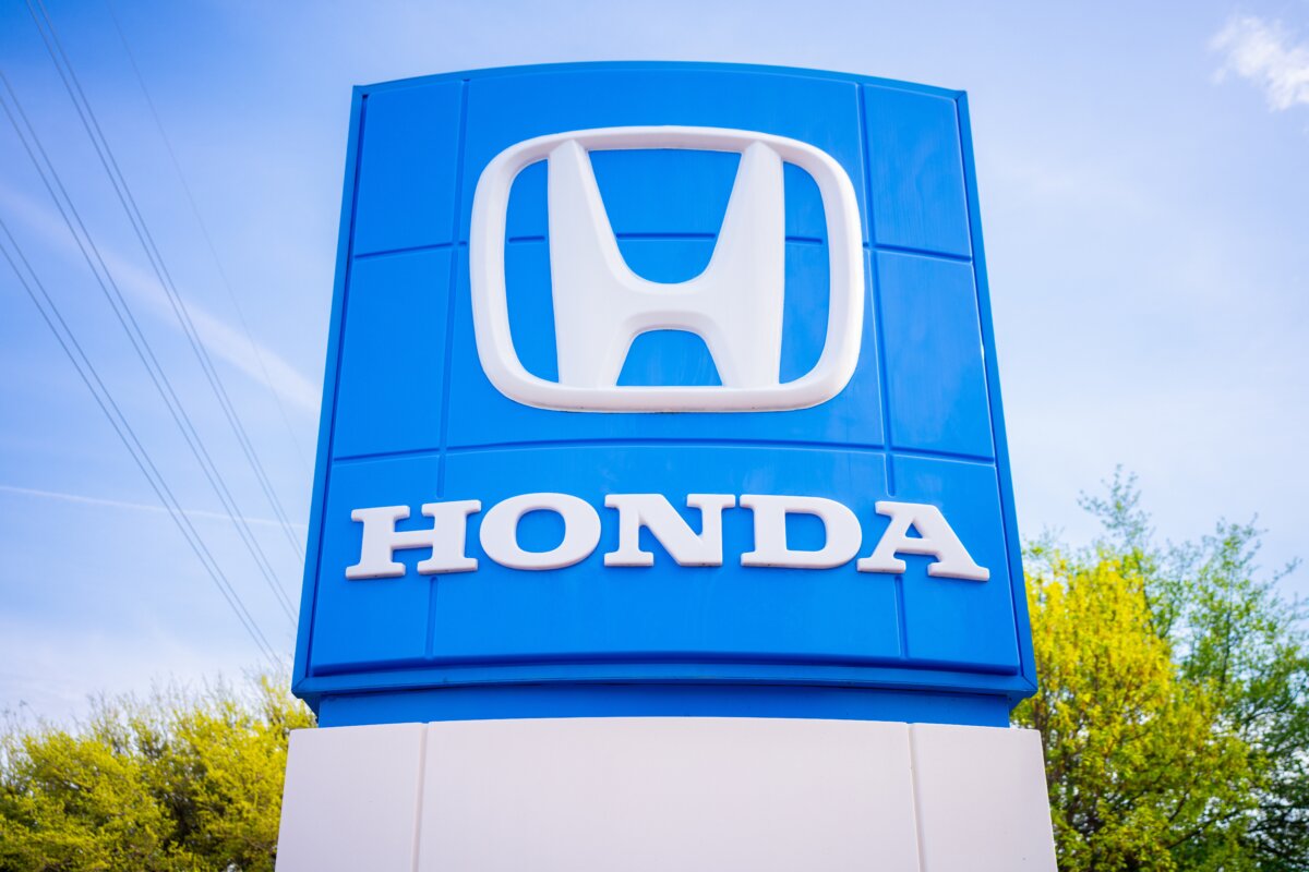 The Honda logo is displayed at the Howdy Honda dealership in Austin, Texas, on March 18, 2024. (Brandon Bell/Getty Images)