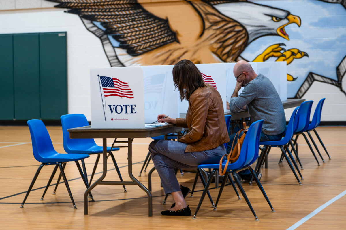 A polling place at Emerick Elementary School during the general elections in Purcellville, Va., on Nov. 4, 2025. (Madalina Kilroy/The Epoch Times)