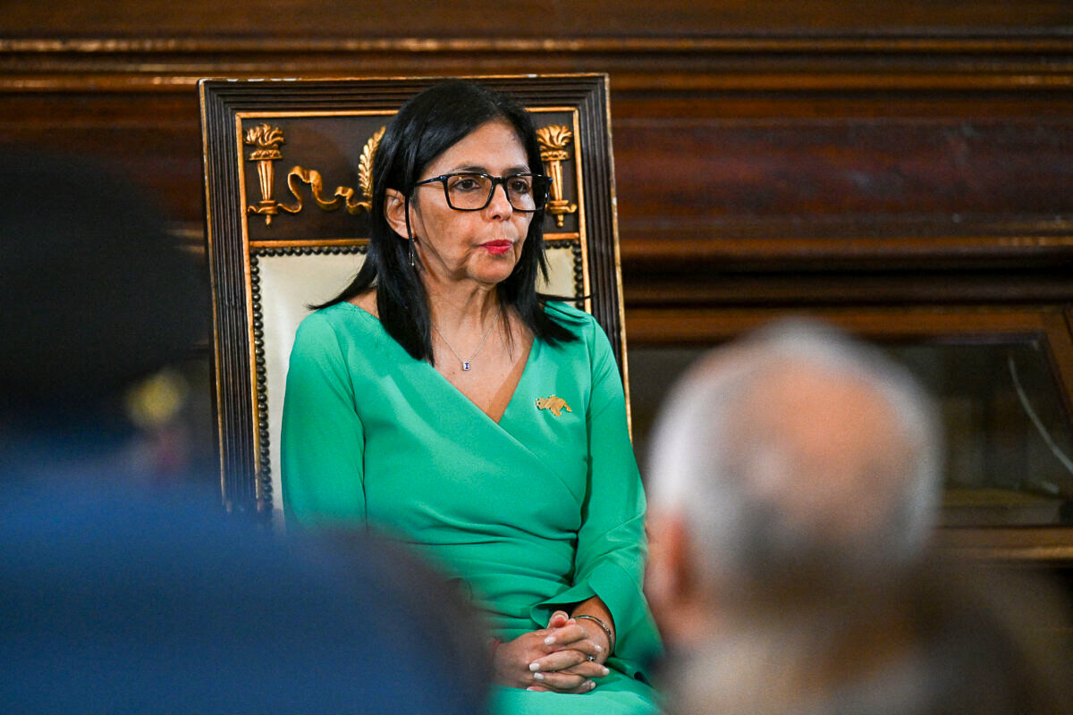 Venezuelan Vice-President Delcy Rodríguez attends a session of the National Assembly to swear in as Venezuela's interim president in Caracas, Venezuela, on Jan. 5, 2026. (Federico Parra/AFP via Getty Images)