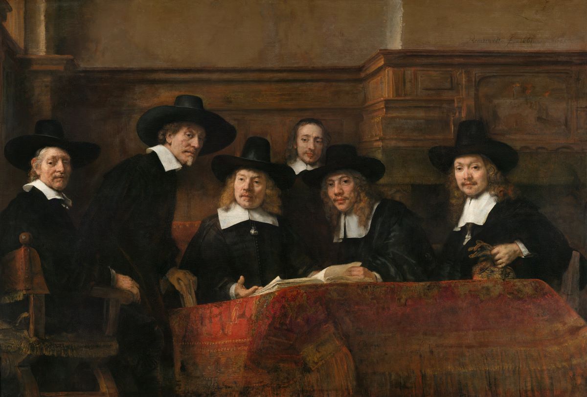 "The Syndics of the Drapers' Guild," 1662, by Rembrandt. (Public Domain)