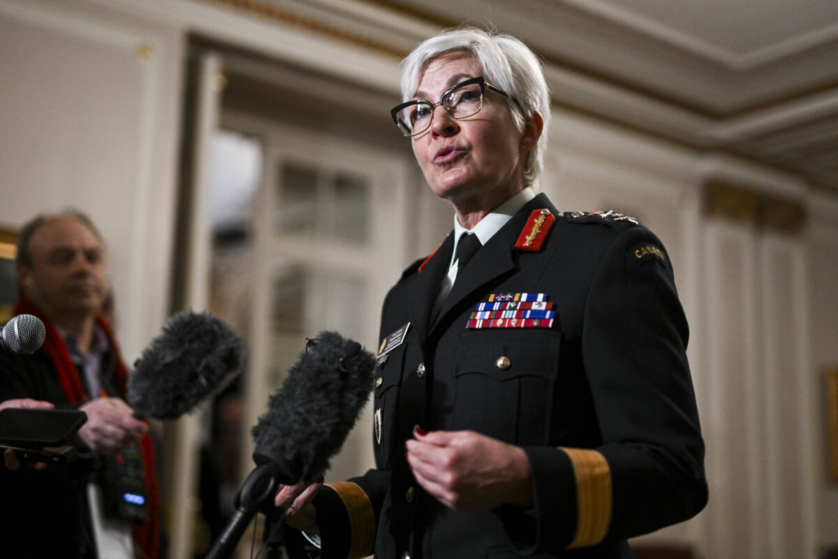 Chief of the Defence Staff Gen. Jennie Carignan speaks on the sidelines of the Ottawa Conference on Security and Defence in Ottawa on March 5, 2026. (The Canadian Press/Spencer Colby)