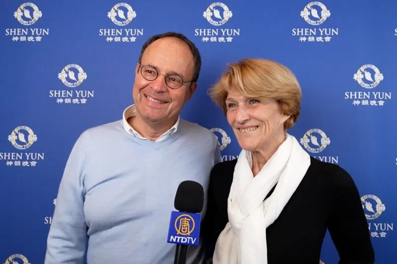 Nicole Calvinhac, training center director, and Christian Martinségur, hospital director, came to see Shen Yun in Montpellier on March 1, 2026. (NTD)