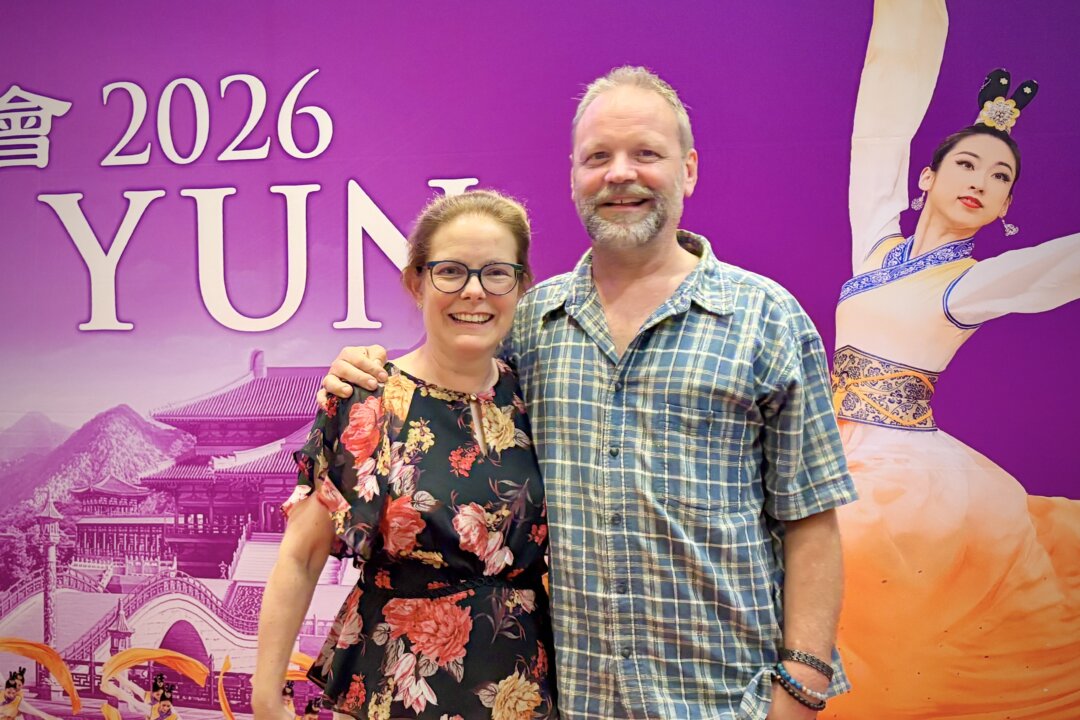 Andrea O’Loughlin and Anthony O’Loughlin attend Shen Yun at the Plenary Theatre, Melbourne Convention and Exhibition Centre in Melbourne, Australia on March 6, 2026. (Lucy Liu/The Epoch Times)