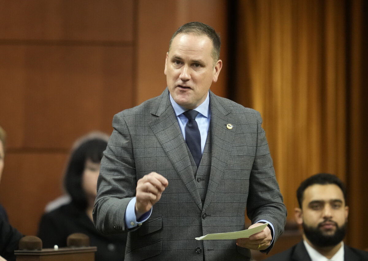 MP for Okanagan Lake West-South Kelowna Dan Albas rises during question period on Parliament Hill in Ottawa on Nov. 21, 2025. (The Canadian Press/Adrian Wyld)