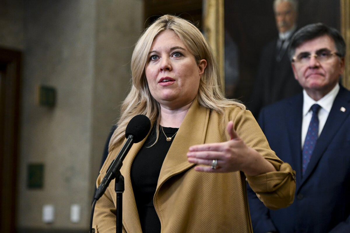 Conservative MP Michelle Rempel Garner speaks in the Foyer of the House of Common on Parliament Hill in Ottawa on March 9, 2026. (Spencer Colby/The Canadian Press)