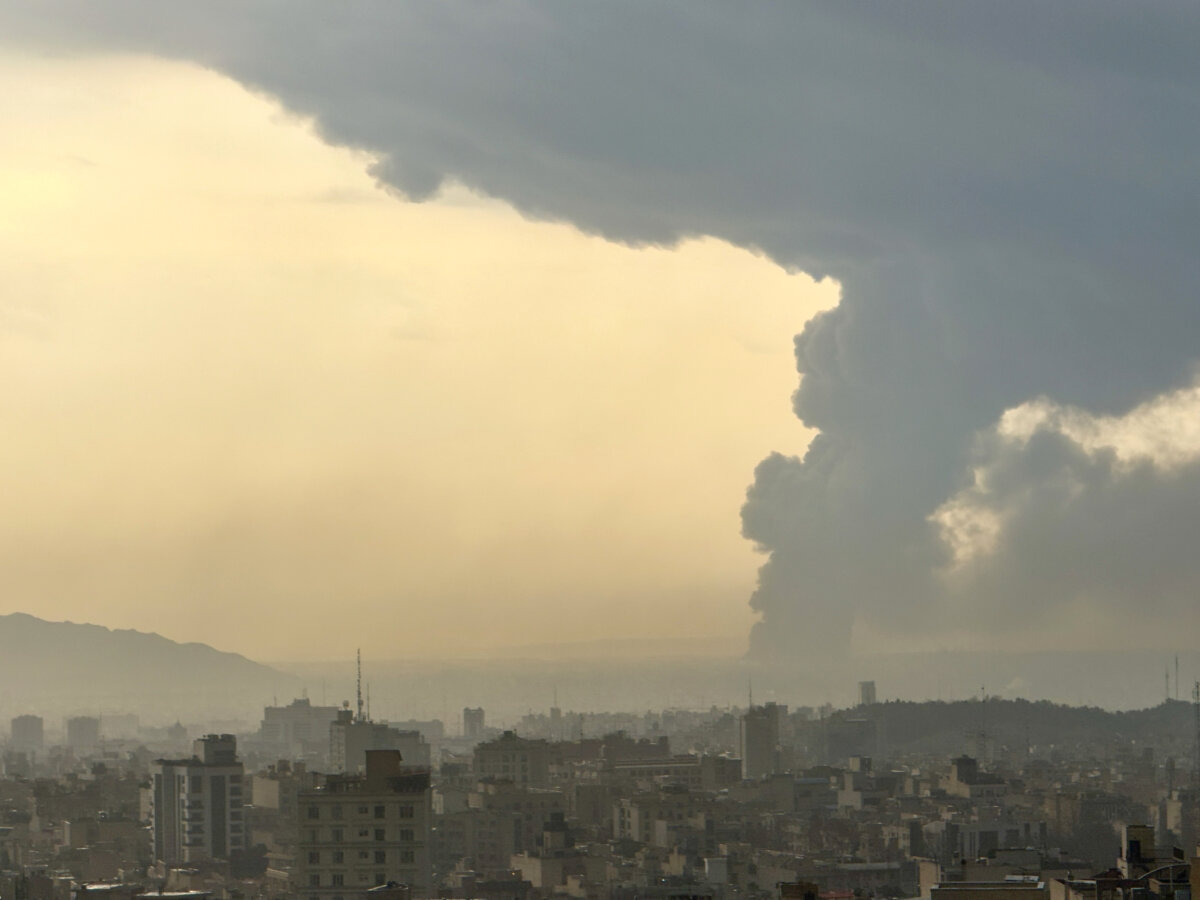 Smoke rises following explosions in Tehran on March 8, 2026, after the United States and Israel launched strikes against Iran on Feb. 28, prompting Iranian retaliation with missile attacks across the region. (Photo by Mahsa / Middle East Images via AFP)