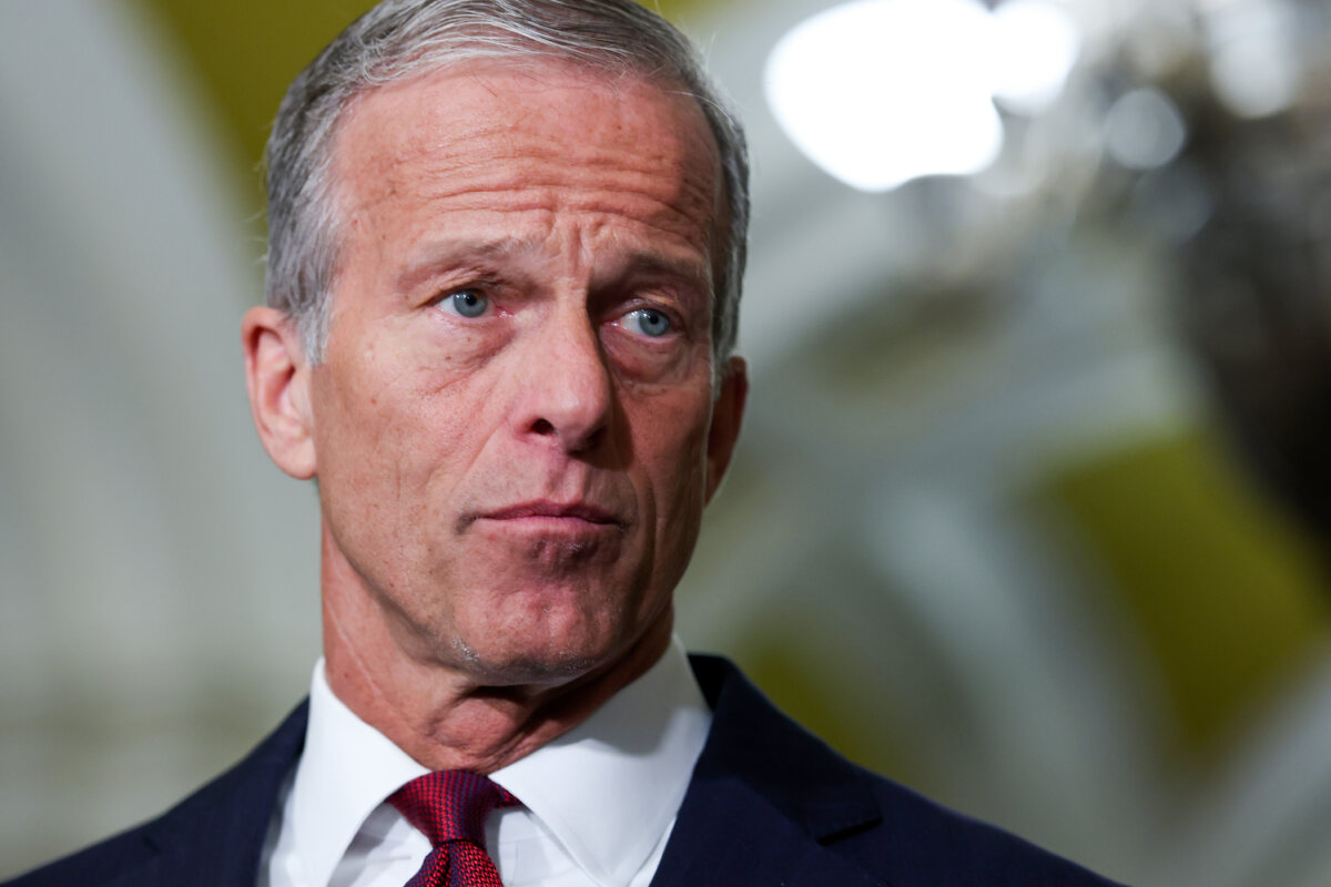 Senate Majority Leader John Thune (R-S.D.) speaks to reporters in Washington on March 10, 2026. (Anna Moneymaker/Getty Images)