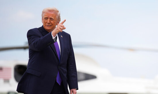 Trump Speaks to Press at the Palm Beach Airport En Route to Memphis