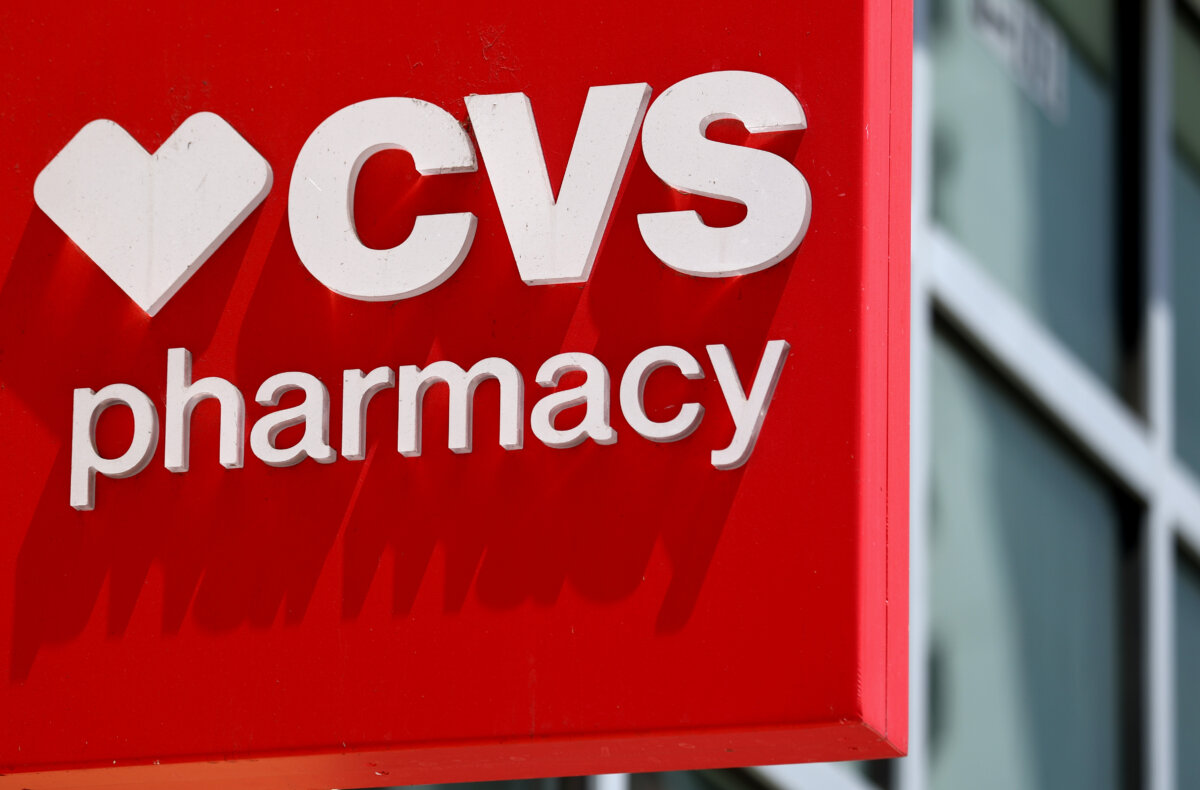 The CVS logo is displayed outside a CVS store in Los Angeles on Aug. 8, 2022. (Mario Tama/Getty Images)