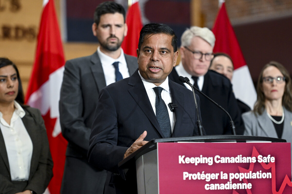 Minister of Public Safety Gary Anandasangaree speaks during a press conference at Cartier Square Drill Hall in Ottawa on March 12, 2026. (The Canadian Press/Spencer Colby)