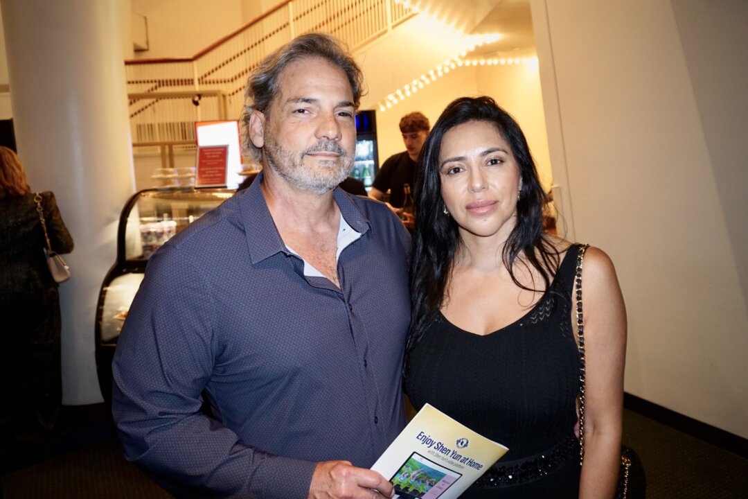 Rene Puchades and his wife, Jenny Bennett, attended Shen Yun's opening performance at the Adrienne Arsht Center for the Performing Arts in Miami-Dade County, Florida, on March 13, 2026. (WeiyongZhu/The Epoch Times)